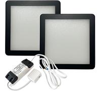 Loops 2x MATT BLACK Ultra-Slim Square Under Cabinet Kitchen Light & Driver Kit - Natural White Diffused LED Loops Black