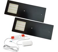 (2 Lights & Driver) MATT BLACK Slim Under Cabinet Kitchen Light & Driver Kit - Natural White LED