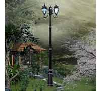 2-Lights E27 High Pole Landscape Lantern European Victoria Outdoor Waterproof Column Lamp Tradition Antique Antirust Crown Aluminum Floor Lamp Street Post Light Decoration Lamps/285Cm