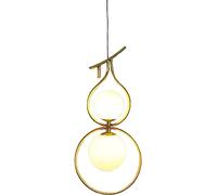 2-lights Golden Creative Bedside Pendant Light Mid Century Brass Gourd Shape Kitchen Island Hanging Lamp Nordic Modern Dining Room Chandelier For Bedroom Living Room Bar Counter Dining Table