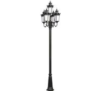 2-Lights Retro European High Pole Lamp Waterproof Street Light for Garden & Pathway 137.8" Tall Outdoor Lighting Fixture (Black)