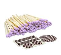 2" Lilac Tip Safety Matches | Set of 100+ Bulk Artisan Matchsticks with Striker Stickers by Thankful Greetings | Sweet Lavender Color | Decorative & Unique | Home Decor, Wedding Giveaways, & Events