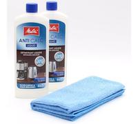 2 Liquid Descaler for Filter Coffee Machines + Microfiber Cloth Compatible with Melitta Aroma Elegance - 6709525, Aroma Signature - 6677794-250 ml - Accessories