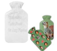 2 Liter Custom Photo Hot Water Bottle, Personalised Photo Hot Water Bottle with Soft Plush Cloth Cover, Water Bag for Hot and Cold Compress, Pain Relief for Back Neck and Shoulders
