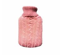 2-Liter Hot Water Bottle Cover, Solid Color, Simple, Soft, Knitted Cable-Knit Hot Water Bottle Cover-Pink