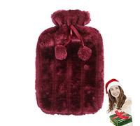 2 Liter Hot Water Bottle Soft Faux Plush Flannel Water Bag Cloth Helps Relieve Muscle Aches Menstrual Cramps 6-8 Hours to Keep Warm