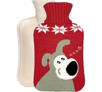 2 - Liter Hot Water Bottle with Adorable Dog - Patterned Knit Cover - Reusable for Hot/Cold Therapy and Pain Relief, Cute Animal - Inspired Design