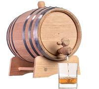 2 Liter Oak Aging Barrel (Distillery Series - Steel Hoops, Unvarnished) with Wood Stand, Bung and Spigot - 2L Charred Bourbon Whiskey Barrels For The Home Brewer, Distiller, Wine Maker, Cocktail Aging