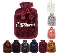 2 Liter Personalised Fluffy Hot Water Bottle with Embroidered Name/Text, Custom Hot Water Bottle with Soft Faux Fur Cover, Pain Relief for Back Neck and Shoulders Great Gift (Hot Pink)