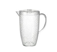 2 Litre Drinks Pitcher Jug - Indoor Outdoor Summer Dining Barbeque Picnic Party Tableware- Clear Plastic Dimple Effect with Lid - Juice Water Cocktails