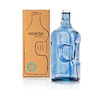 2 Litre Glass Bottle with Lid for Water, Juice, Milk, Table Bottles and Suitable for Refrigerator, 100% Recycled Glass Water Jug and No Additives - Blue