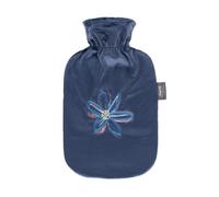 2 Litre Hot Water Bottle with Floral Plush Cover - Navy Fashy Navy One Size