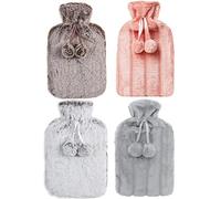 2 Litre Hot Water Bottle with Luxury Fluffy Fur Cover | Large 2L Capacity with Removable Fleece Covers (Random Pick)