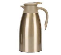 2 Litre Stainless Steel Coffee Carafe jugs,Double Walled Vacuum Insulated Thermos,Vacuum Thermal Pot Flask,24 Hour Heat Retention,Tea,Water,and Coffee Dispenser (Color : Gold, Size : 2L)