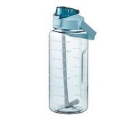 2 Litre Water Bottle with Straw, 100% Leakproof Water Bottle with Time Marker Clear Motivational BPA Free Drinking Bottles Portable Canteen Sport Drinks Bottles with Handle for Women & Men (Green)