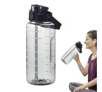 2 Litre Water Bottle with Straw, Large Sports Water Bottle with Straw and Time Marking Motivational Water Bottle for Outdoor Gym, Leakproof BPA Free Plastic Water Bottle