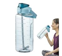 2 Litre Water Bottle with Straw, Large Sports Water Bottle with Straw and Time Marking Motivational Water Bottle for Outdoor Gym, Leakproof BPA Free Plastic Water Bottle