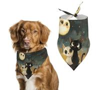 2 Love Cats Sitting on Roof in Old Town Dog Bandana Adjustable Pet Scarf Bib Cute Triangle Handkerchief for Dogs Cats Gifts