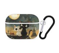 2 Love Cats Sitting on Roof in Old Town Headphone Case Compatible with AirPods Pro PC Shell Carrying Case with Keychain White-style