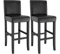 Tectake Bar Stool - Padded Backrest, Synthetic Leather, With Footrests - Black
