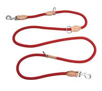 2 m Dog Lead with 2 Carabiners, Nylon Double Lead, Robust Training Lead Recall Lead, Portable Dog Double Lead, Adjustable, Durable Exercise Lead for Small, Medium and Large Dogs (Red)