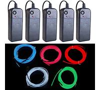 2 m EL Wire Neon Light Wire 5 Colours for Halloween Decorations DIY Costume Light Strips for the Atmosphere Interior Modification of the Light Strip of the Atmosphere 5 Colours (Green, Blue, Red