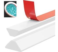 2 m Splash Protection Strip Shower Self-Adhesive T-shape Walk-in Shower Floor Water Barrier, Silicone Shower Threshold for Frameless Shower Door, Water Stopper Strip for Wet and Dry Separation (White)