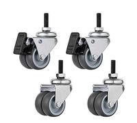 2"M10 Threaded Casters - 50mm Dual Wheel 200kg Load CapacityTPR Rubber Swivel with Brake Steel Mount for Office Chair & Industrial Transport