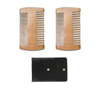 2 Mahogany Beard Combs, With A 10 * 10cm Black Leather Storage Bag, Reversible, Anti-static, Suitable For Hair And Beard