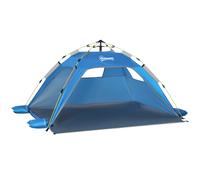 2 Man Pop-up Beach Tent Sun Shade Shelter Hut w/ Windows Door Blue Outsunny