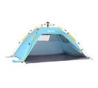 2 Man Pop-up Beach Tent Sun Shade Shelter Hut w/ Windows Doors Hook Sandbags UV Protection Waterproof Outdoor Adventure Garden Light Blue
