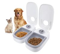 2 Meal Automatic Cat Feeder with 48H Timer, 700ML Pet Dry and Wet Food Dispenser, Built-in Timers Dual Bowl Feeder BPA Free Timed Feeding Station for Cats and Small/Medium Dogs (Grey)
