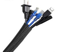 2-meter flexible and adjustable cable sleeve, 19mm PET braided storage sleeve, protection for TV/PC/USB/audio/video cables.