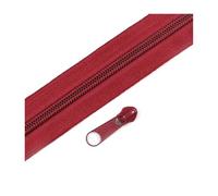 2 Meter Nylon Zipper Tape with Sliders, Sizes 3# & 5#, for Bag Closure and Zip Repair,WineRed,No5,2Meters 2PcsSliders