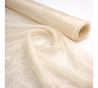 2 Meter Pack Cream Plain Sheer Lightweight Organza Voile Drape Curtain, Wedding, Chair Sash Fabric 150cm Wide