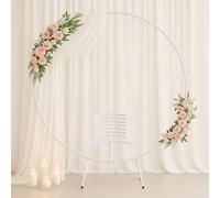 2 Meter Round Moongate Hoop Wedding Arch Display Stand for Balloons Flowers and Backdrops Minimal Assembly Break Down Design for Events Ceremonies and Parties White