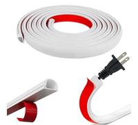 2 Meters Cable Conduit, Mini Cable Trunking White Cable Trunking for Electric Cables 14x10mm, Flexible Self Adhesive Tape Cable Duct to Hide 1 Wire Covers for Cables Cord Hider for Wall Floor（1PCS*2M）