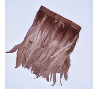 2 Meters Colored Rooster Feather Trim Tassel Fringe Ribbon Black Cock Pheasant Feathers Clothes Crafts Decoration Dark Brown 20-25CM 8-10inch