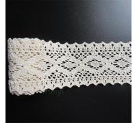 2 Meters Cotton Crochet Lace Edge Trim Ribbon 7cm Width Ivory Cream White Trimming Fabric Embroidered Applique Sewing Craft Wedding Bridal Dress Embellishment Clothes DIY Party Decoration(Beige)