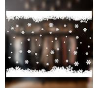2 Meters Fluffy Snow Christmas Window Border | Snowflake and Icicle Christmas Windows Stickers Display