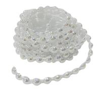 2 Meters Imitation Flat Back Pearl Bead Chain Garland 6MM Iridescent White Pearls String Beads Chain for Craft Embellishments