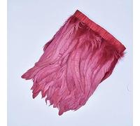 2 Meters Rooster Tail Feather Trim Ribbon Tape White Black Pheasant Feathers for Crafts Accessories Decoration-Red Wine-15-20CM 6-8inch