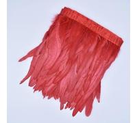 2 Meters Rooster Tail Feather Trim Ribbon Tape White Black Pheasant Feathers for Crafts Accessories Decoration-Red-25-30CM 10-12inch