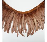 2 Meters Rooster Tail Feather Trims Needlework Accessories Colored Fringes Sewing Feathers DIY Holiday Decorations Dark Brown 20-25CM 8-10inch