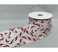 2 Meters x 63mm 2.5" Wired Red Candy Canes Christmas Hessian Style 6.3cm