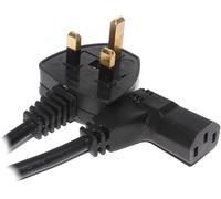 2 Metre 3 PIN MAINS CABLE Angled Long Mains 13APower Lead Cable compatible with Samsung Plasma/Flatscreen TV, pc, monitor, plug, cord, printers