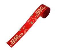 2 Metre Christmas Ribbon - Printed Polyester Design For Hand Wrapping | For Making Bows, Creating Wreaths And Decorating The Tree | Indoor And Outdoor Decoration