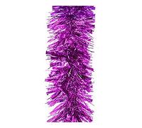 2 Metre Deluxe Chunky Fluffy Tinsel Bright and Classic Christmas Colours 6 Foot 7" Long Thick and Thin 6ply Foil Metallic Tinsel Many Colours (Pink)