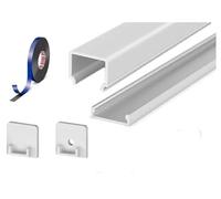 2 Metre Surface Silver Aluminium Low-Profile LED Profile P4-3 C/W Clips, End Caps & Opal Cover | Perfect for Bedroom, Stairs, Hallway, Kitchen, Cabinet (15mm x 4mm)