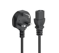 2 Metre UK Power Cable IECC13 to BS1363 4.5 Foot Kettle Lead Power Cord, Black (Black-2m)